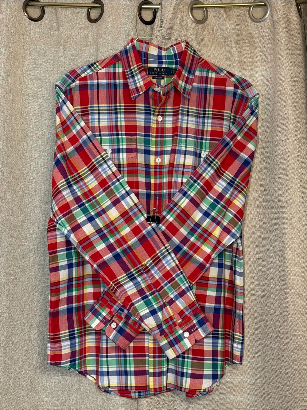 Polo by Ralph Lauren Red Green Blue Plaid Button-Down Shirt - Picture 2 of 4